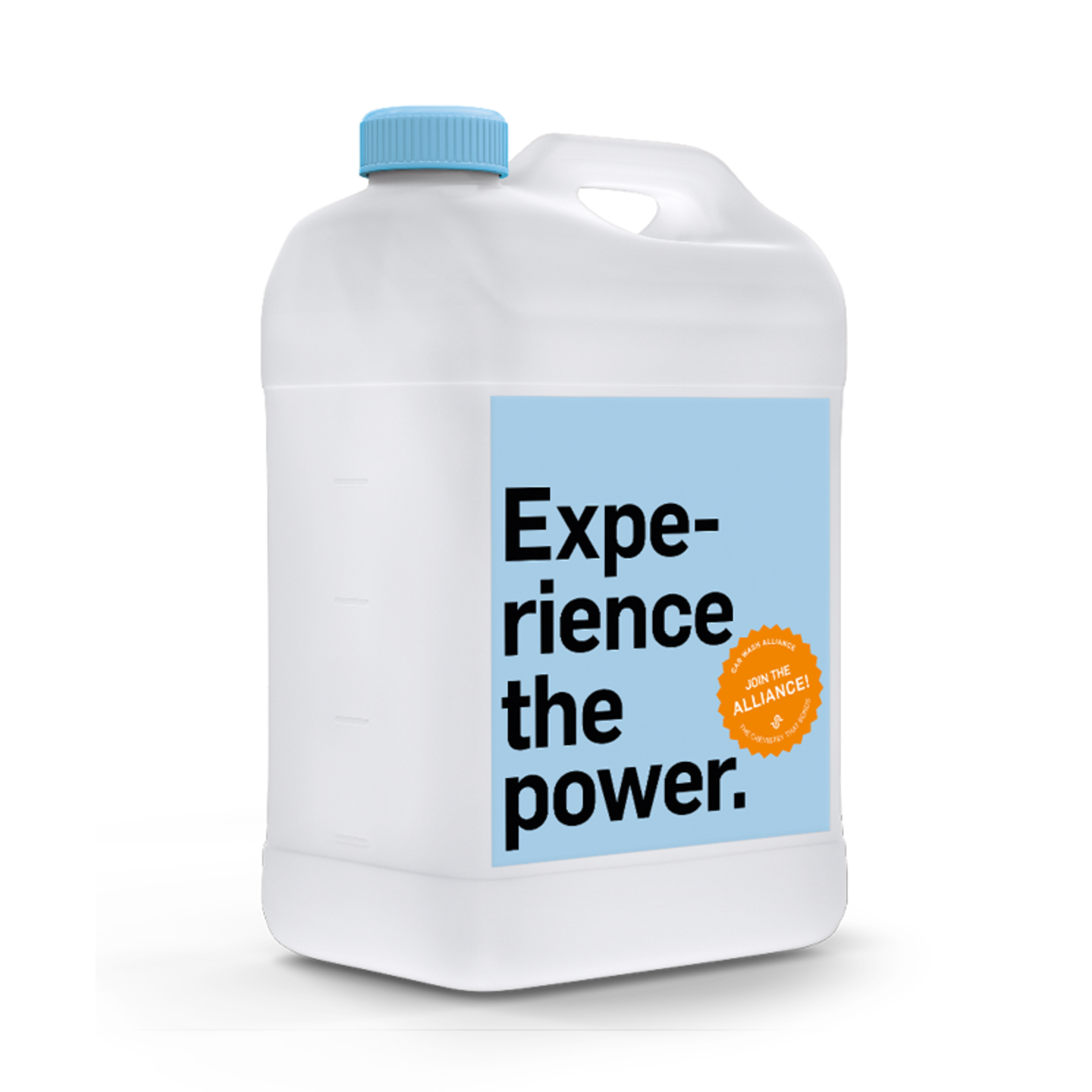 A car wash chemical container with the Car Wash Alliance pledge 
